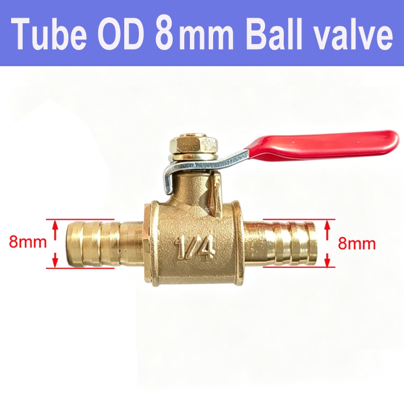 小さな赤いハンドル付き真鍮製遮断ボールバルブ、6mm 8mm - Spoke Nipple Brass のレビューと価格
